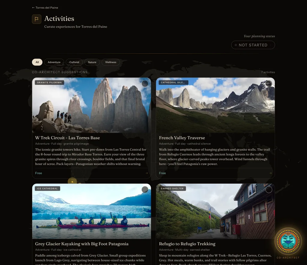 Torres del Paine segment workspace